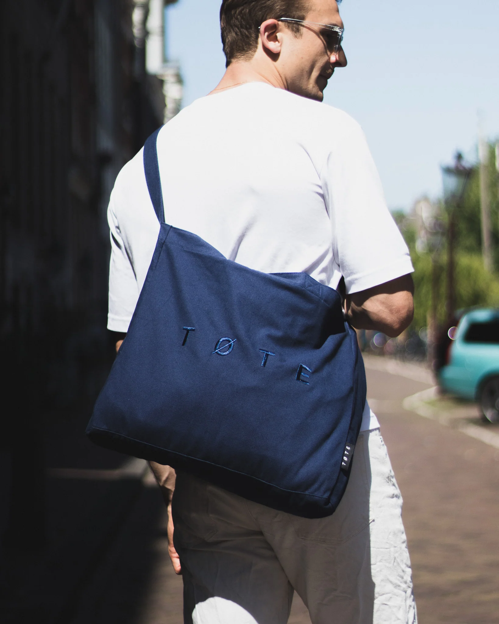 Navy Blue TØTE Bag | Stitched - Image 15