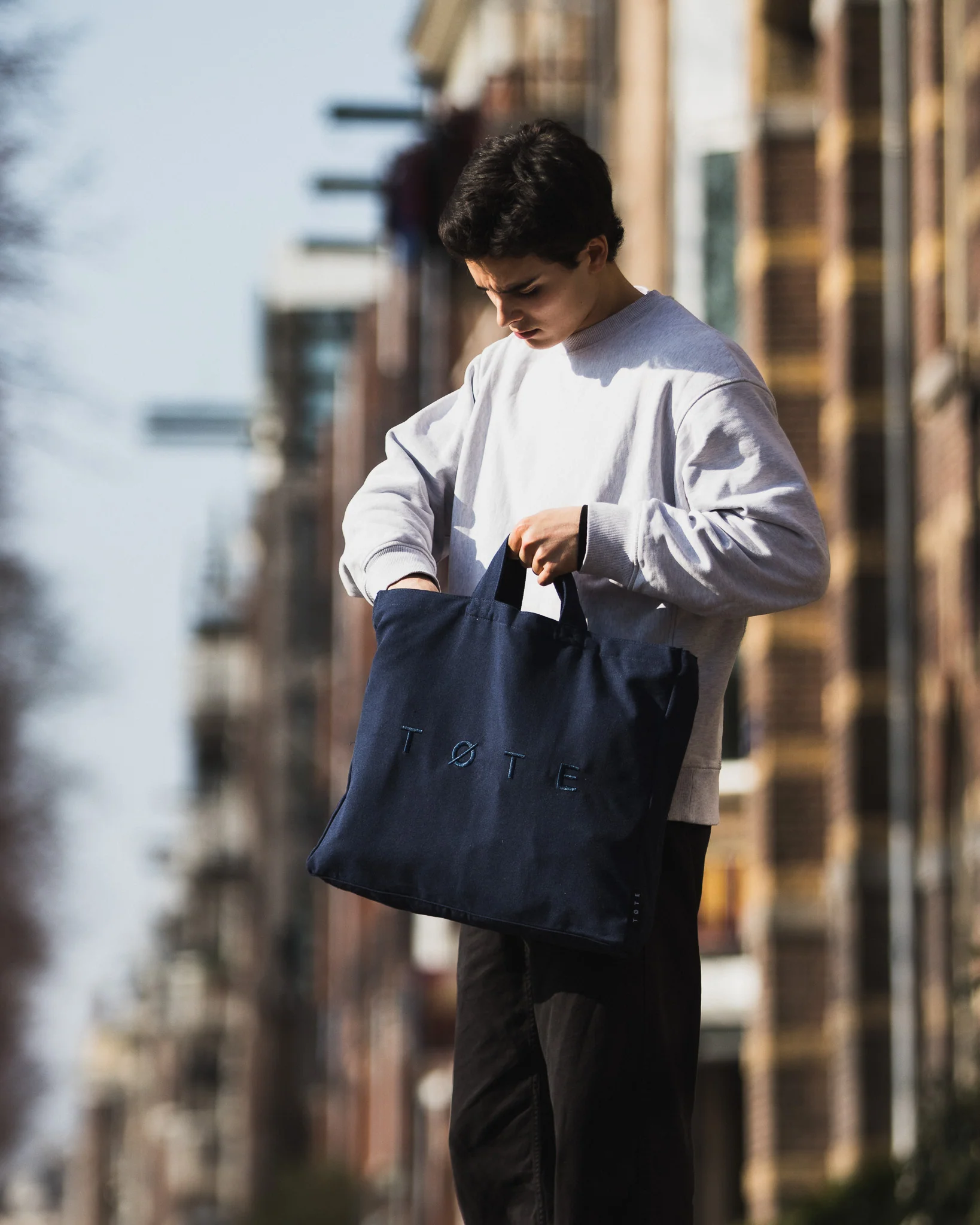 Navy Blue TØTE Bag | Stitched - Image 12